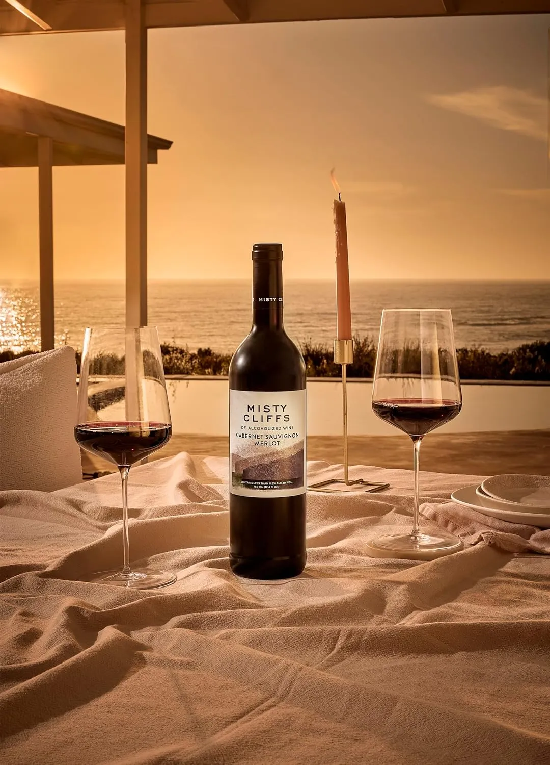 Misty Cliffs Premium Non-Alcoholic Cabernet Sauvignon Merlot Wine (2 Pack)