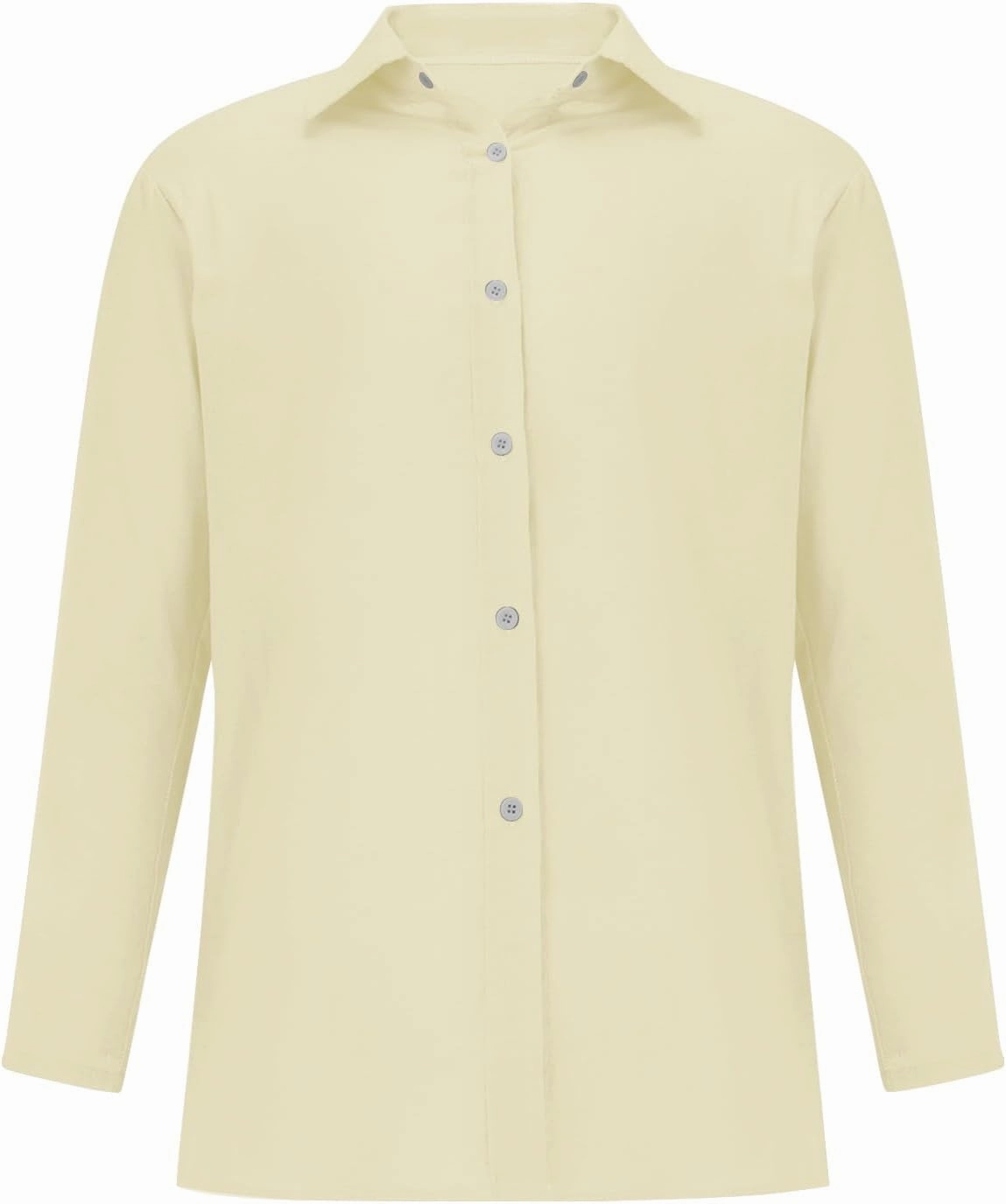 Miyaomn Women's Linen Button Down Shirts Casual Solid Long Sleeve Dress Shirt Spring Fall Loose Fit V Neck Lapel Blouses Tops