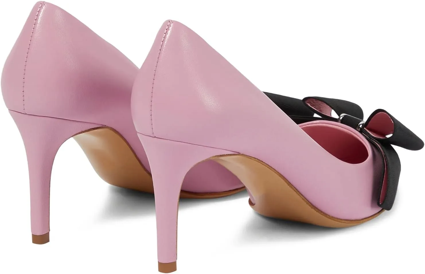 MMOOMMO Women Bow Heels Pumps Stiletto Pointed Toe Slip On 3 Inch Kitten Heel Closed Pointy Toe Sandals Bow-Knot Matte Leather Pull On Toned Dress Shoes Wedding Evening Dance Office Elegant 4-11 M US