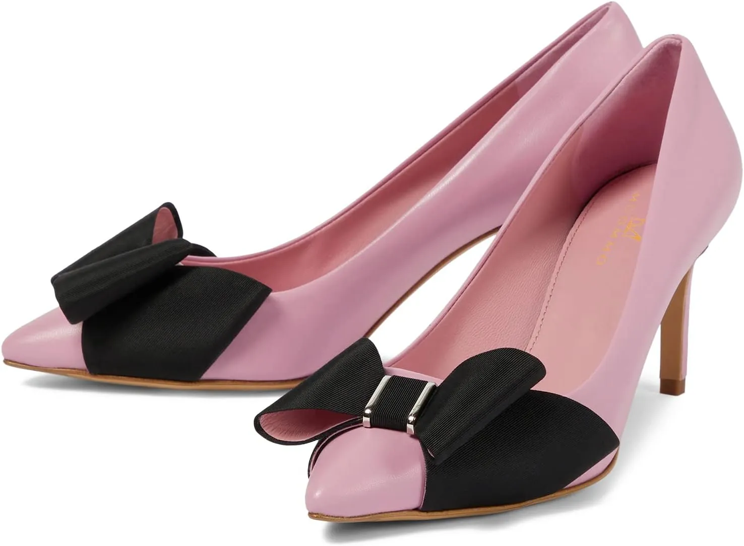 MMOOMMO Women Bow Heels Pumps Stiletto Pointed Toe Slip On 3 Inch Kitten Heel Closed Pointy Toe Sandals Bow-Knot Matte Leather Pull On Toned Dress Shoes Wedding Evening Dance Office Elegant 4-11 M US