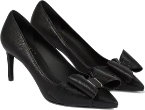 MMOOMMO Women Bow Heels Pumps Stiletto Pointed Toe Slip On 3 Inch Kitten Heel Closed Pointy Toe Sandals Bow-Knot Matte Leather Pull On Toned Dress Shoes Wedding Evening Dance Office Elegant 4-11 M US