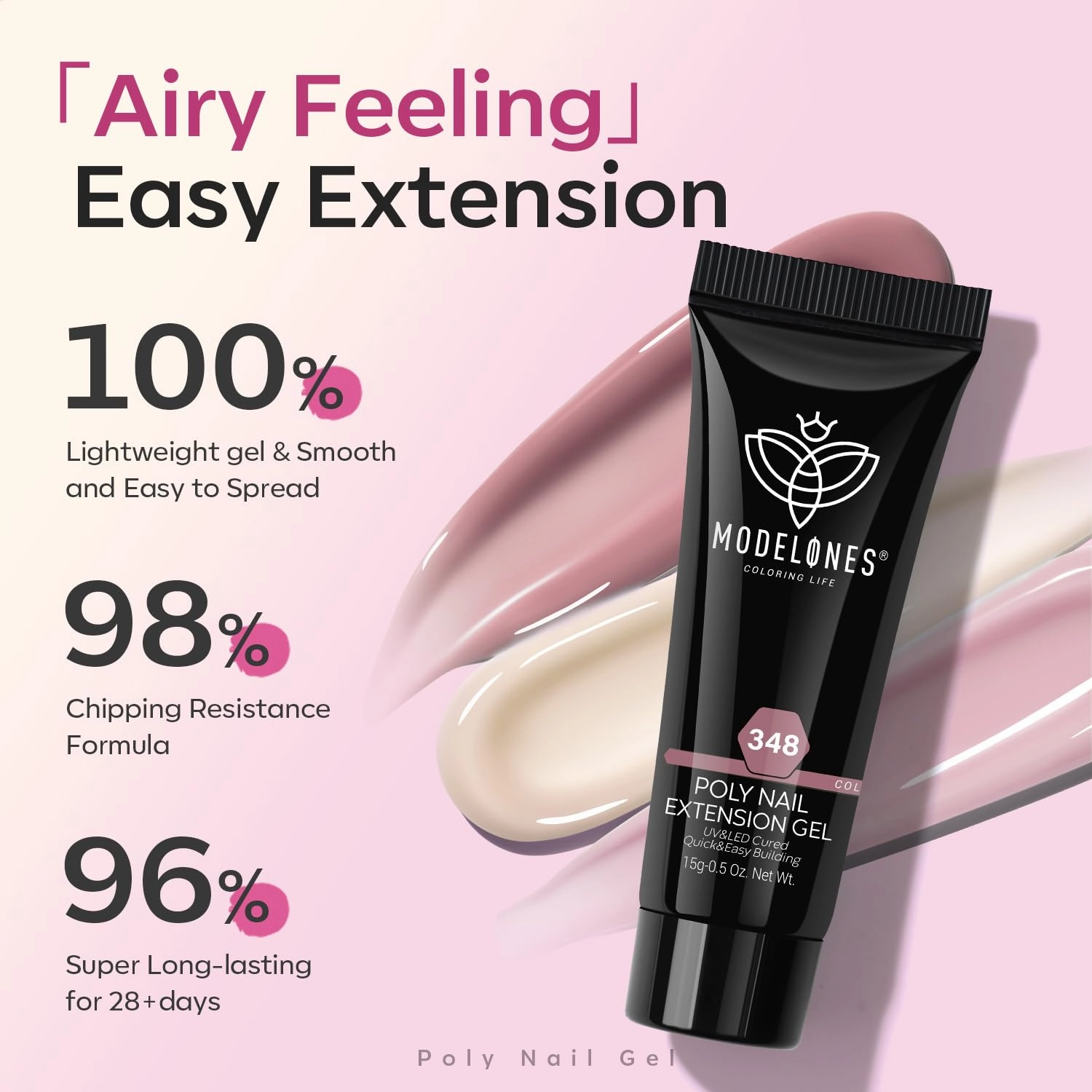 modelones Poly Extension Gel Kit for Nail, 12 Colors Pink Glitter Nude Tones Poly Nail Gel Set French Manicure DIY Design Art Home Salon Gifts