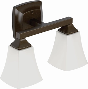 Moen YB5162ORB Voss 2-Light Dual-Mount Bath Bathroom Vanity Fixture with Frosted Glass, Oil Rubbed Bronze