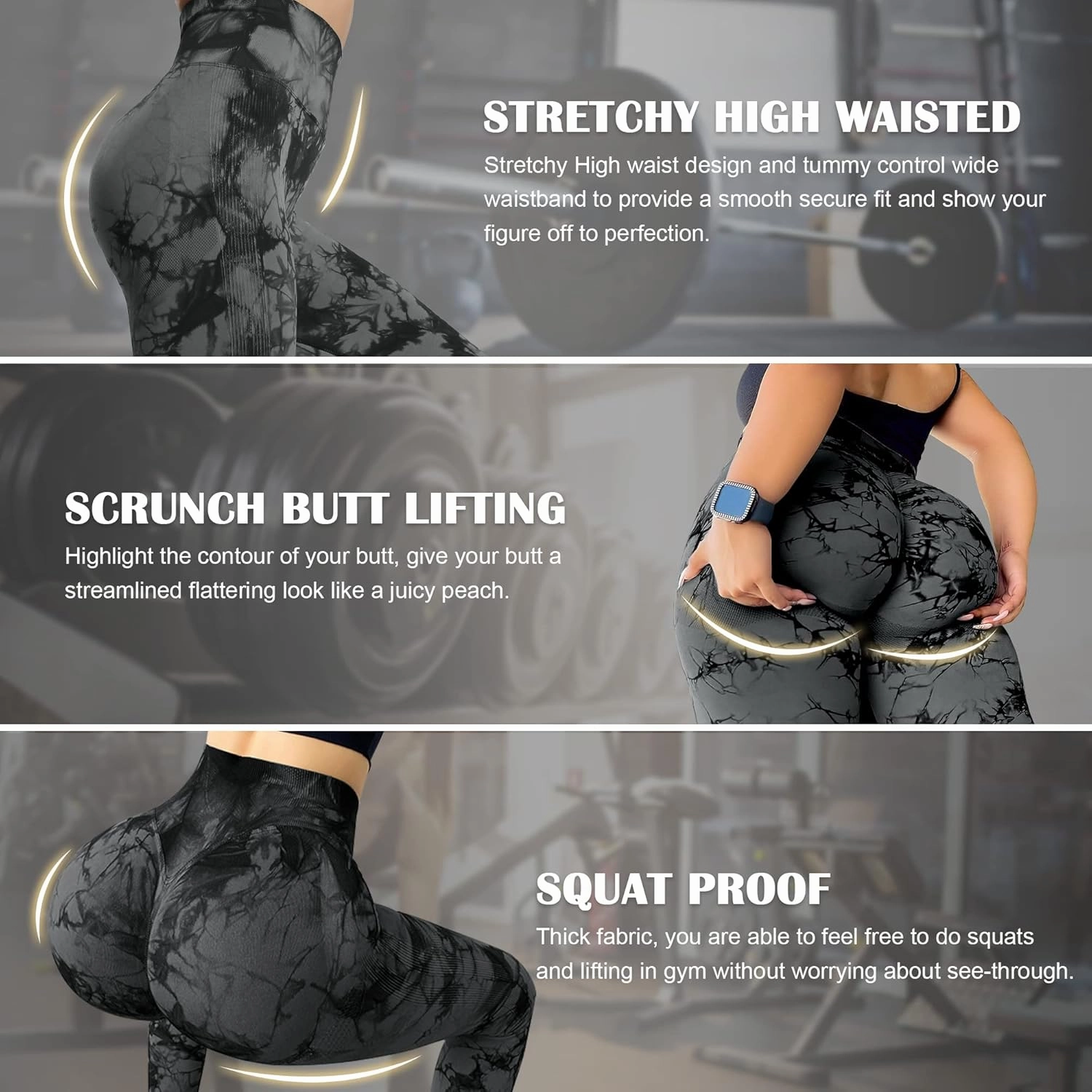 MOHUACHI Women Scrunch Butt Lifting Leggings for Women Seamless High Waisted Workout Yoga Pants Gym Booty Tights