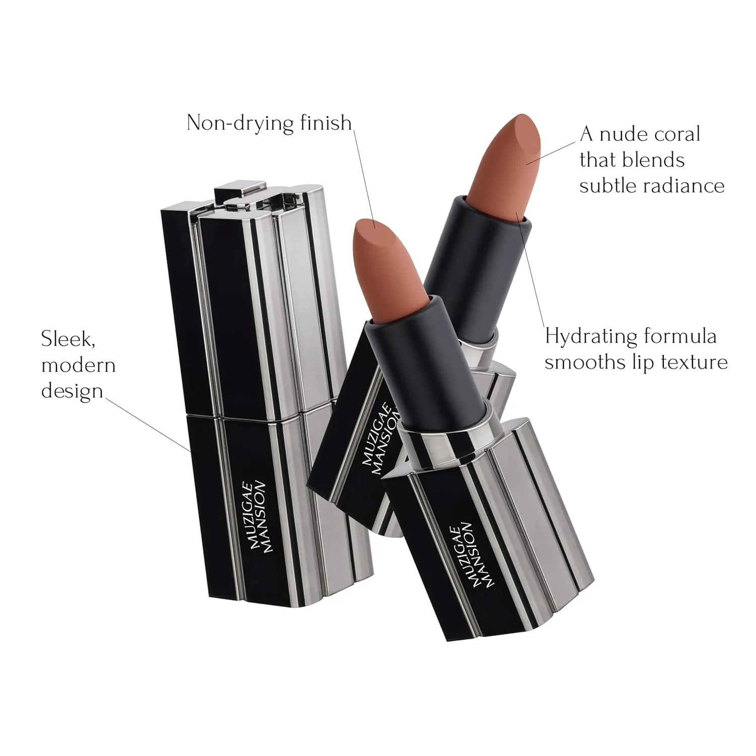 Moodwear Blur Lip Stick – Soft Blurring Tint, Long-Lasting Hydrating, Waterproof K-Beauty – MLBB & Bold Red Shades (Sleek Metallic Design) (Soft Matte Blurring Effect) (003 NUDDY)