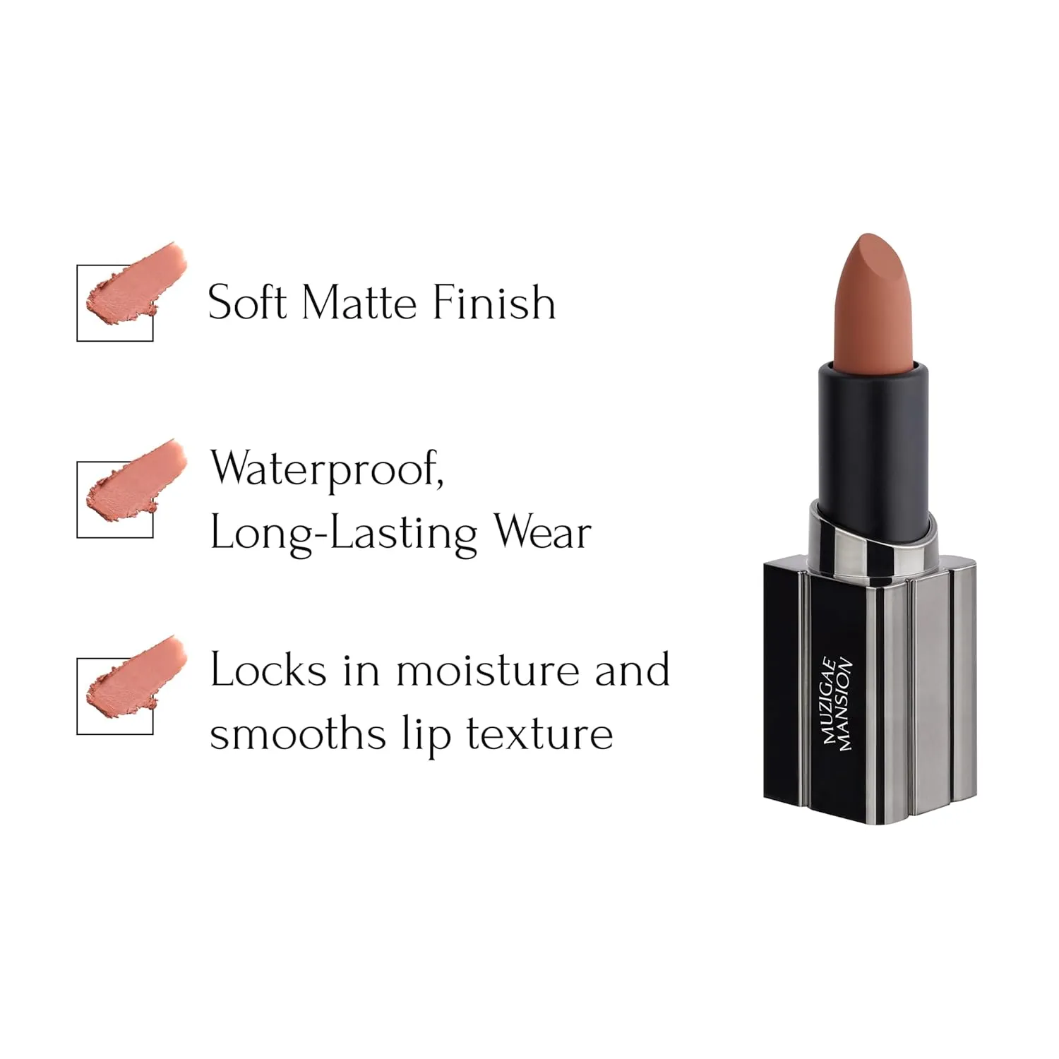 Moodwear Blur Lip Stick – Soft Blurring Tint, Long-Lasting Hydrating, Waterproof K-Beauty – MLBB & Bold Red Shades (Sleek Metallic Design) (Soft Matte Blurring Effect) (003 NUDDY)