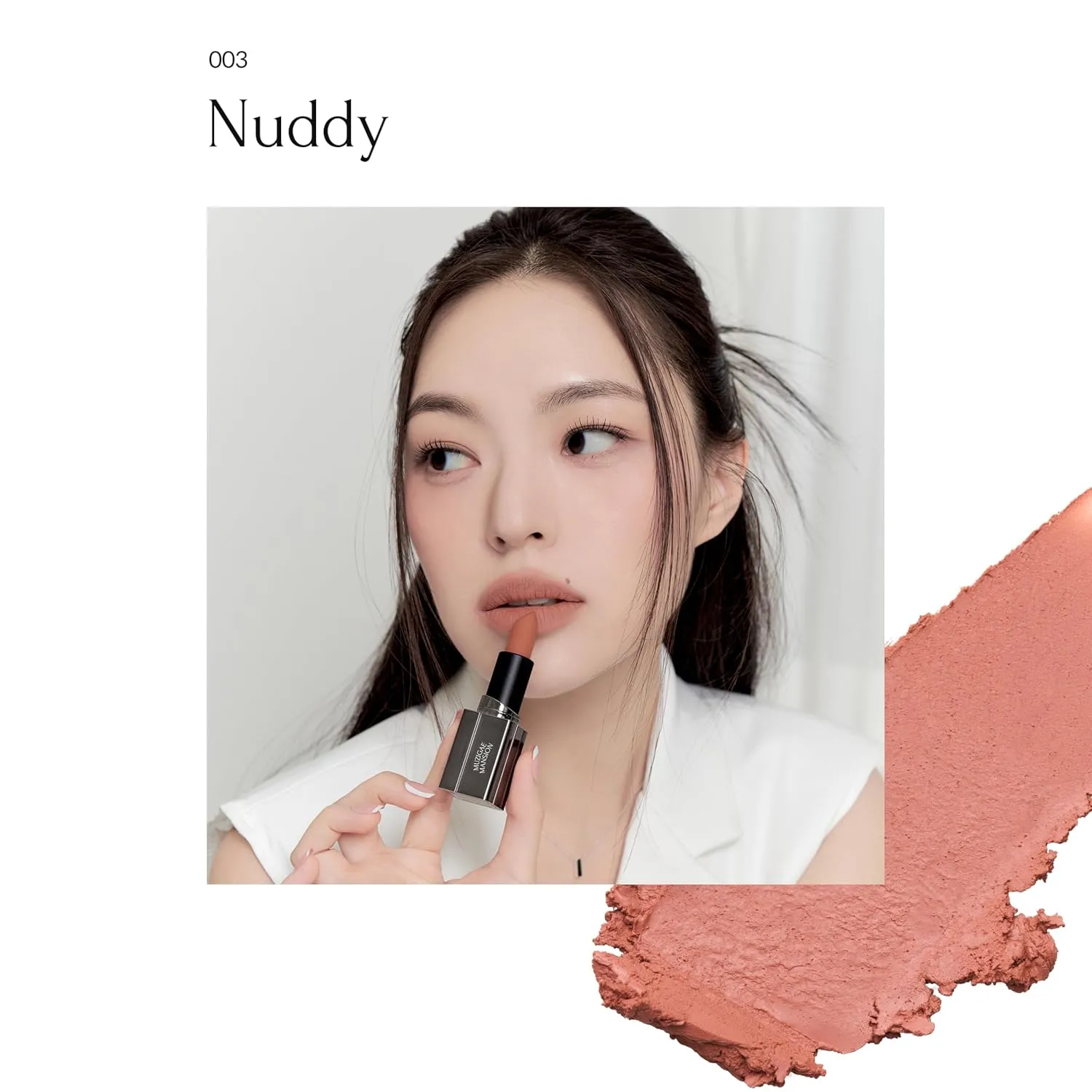 Moodwear Blur Lip Stick – Soft Blurring Tint, Long-Lasting Hydrating, Waterproof K-Beauty – MLBB & Bold Red Shades (Sleek Metallic Design) (Soft Matte Blurring Effect) (003 NUDDY)