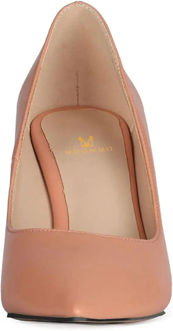 MOOMMO High Heel Wedge Pumps for Women Pointed Toe Slip On Matte Patent Leather Closed Toe 4 Inch Wedge Heels Dress Sandals Shoes Arch Support Comfortable for Office Ladies Party Wedding 4-12 M US