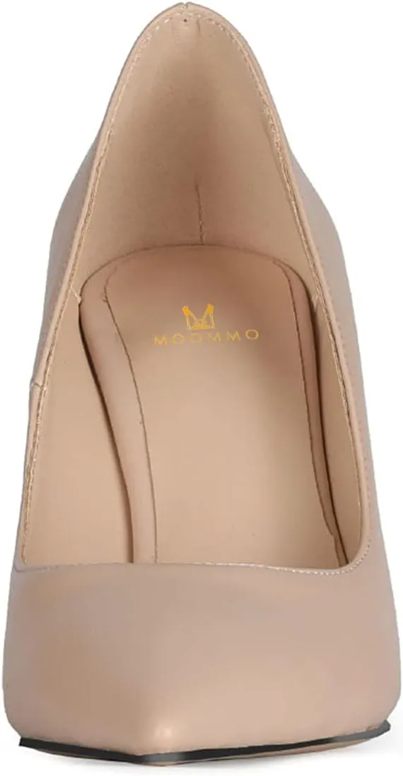 MOOMMO High Heel Wedge Pumps for Women Pointed Toe Slip On Matte Patent Leather Closed Toe 4 Inch Wedge Heels Dress Sandals Shoes Arch Support Comfortable for Office Ladies Party Wedding 4-12 M US