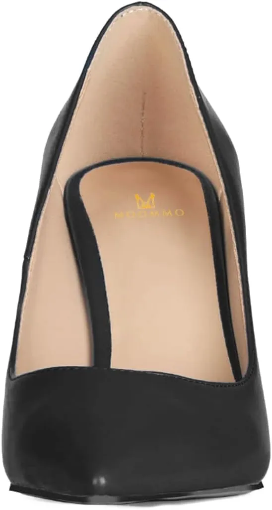 MOOMMO High Heel Wedge Pumps for Women Pointed Toe Slip On Matte Patent Leather Closed Toe 4 Inch Wedge Heels Dress Sandals Shoes Arch Support Comfortable for Office Ladies Party Wedding 4-12 M US