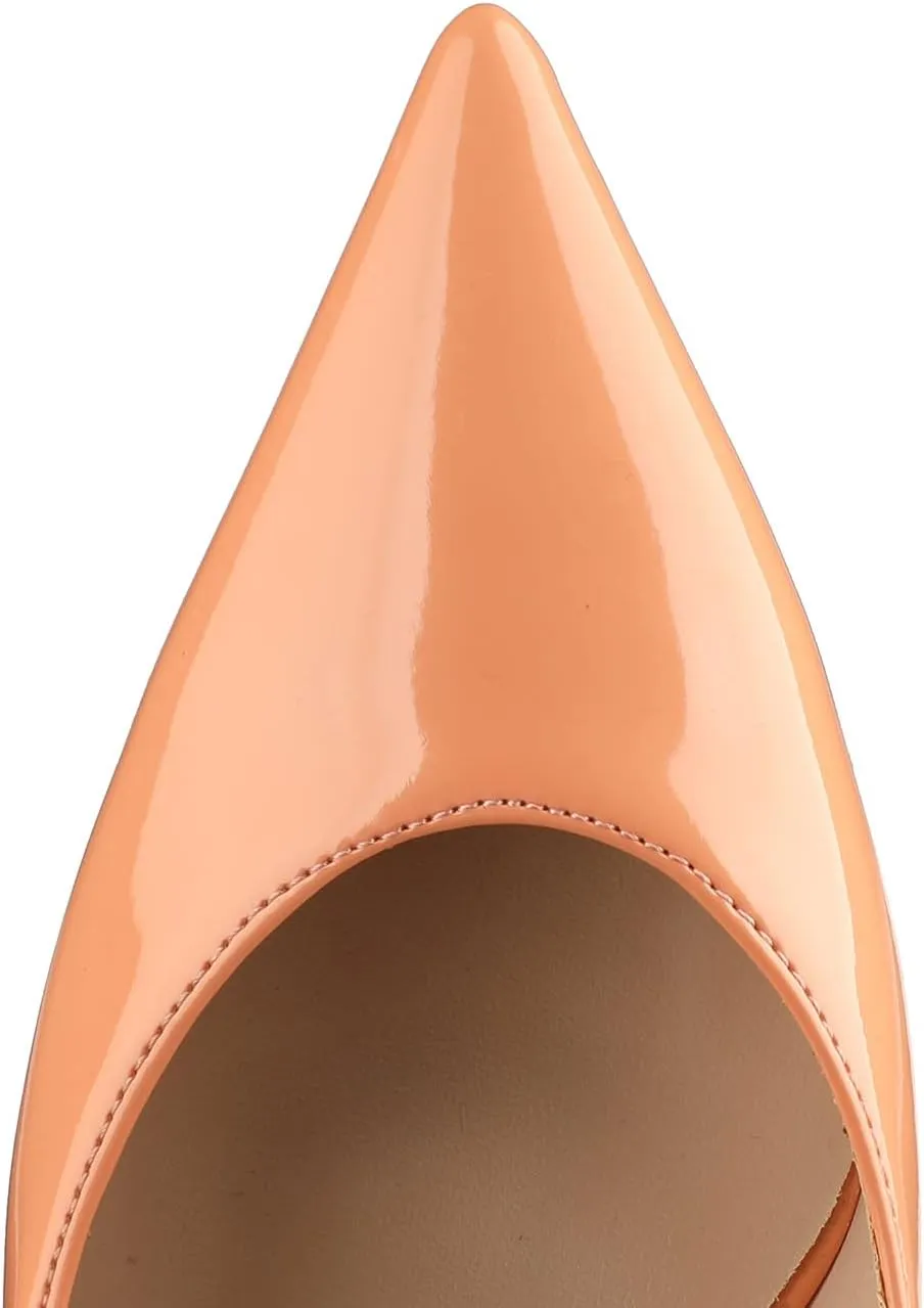 MOOMMO High Heel Wedge Pumps for Women Pointed Toe Slip On Matte Patent Leather Closed Toe 4 Inch Wedge Heels Dress Sandals Shoes Arch Support Comfortable for Office Ladies Party Wedding 4-12 M US