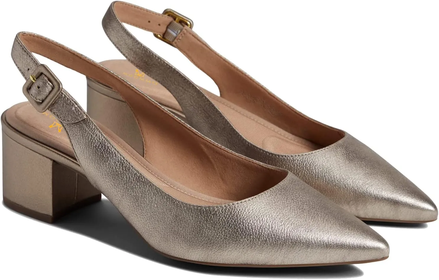 MOOMMO Women Chunky Block Low Heel Slingback Pumps Ankle Strap Pointed Closed Toe Dress Sandals Pumps Suede Formal Office Work Dress Shoes Ladies Evening Wedding Dressy Elegant Comfort 4-11 M US