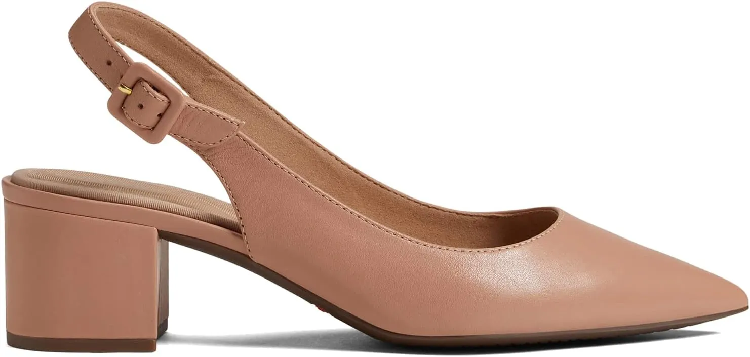 MOOMMO Women Chunky Block Low Heel Slingback Pumps Ankle Strap Pointed Closed Toe Dress Sandals Pumps Suede Formal Office Work Dress Shoes Ladies Evening Wedding Dressy Elegant Comfort 4-11 M US