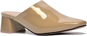 MOOMMO Women Chunky Heel Mules Closed Toe Square Toe Slip On Backless Pumps Mid Block Heel Office Casual Dress Shoes 5-17 US