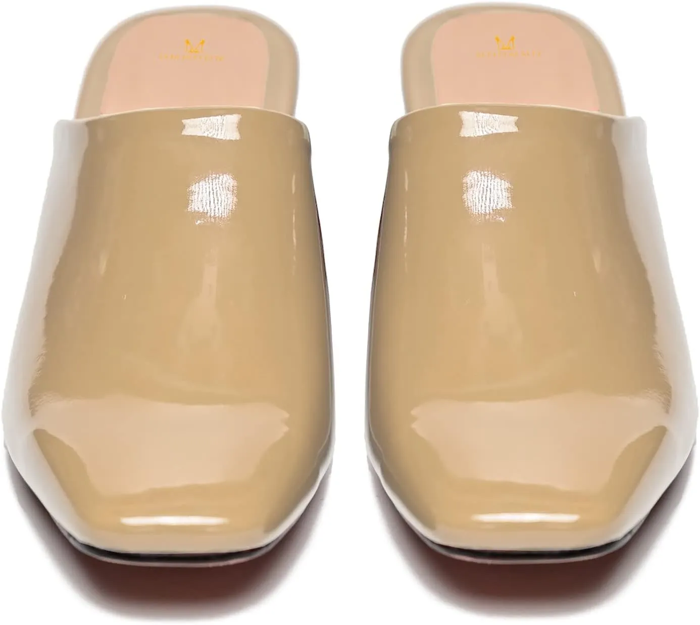 MOOMMO Women Chunky Heel Mules Closed Toe Square Toe Slip On Backless Pumps Mid Block Heel Office Casual Dress Shoes 5-17 US