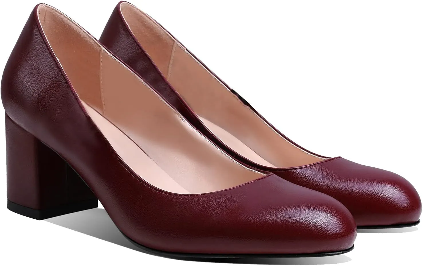 MOOMMO Women Classic Chunky Block Heel Suede Pumps Round Closed Toe Slip On 2" Low Thick Heels Dress Shoes Matte Patent Spring Fashion Office Ladies Work Pump Basic Shoe Elegant Wedding 4-11 M US