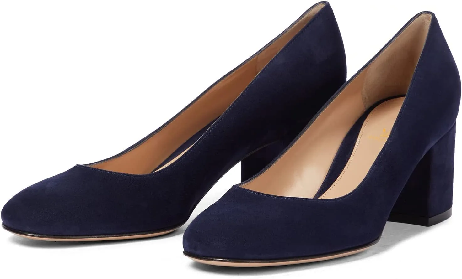 MOOMMO Women Classic Chunky Block Heel Suede Pumps Round Closed Toe Slip On 2" Low Thick Heels Dress Shoes Matte Patent Spring Fashion Office Ladies Work Pump Basic Shoe Elegant Wedding 4-11 M US
