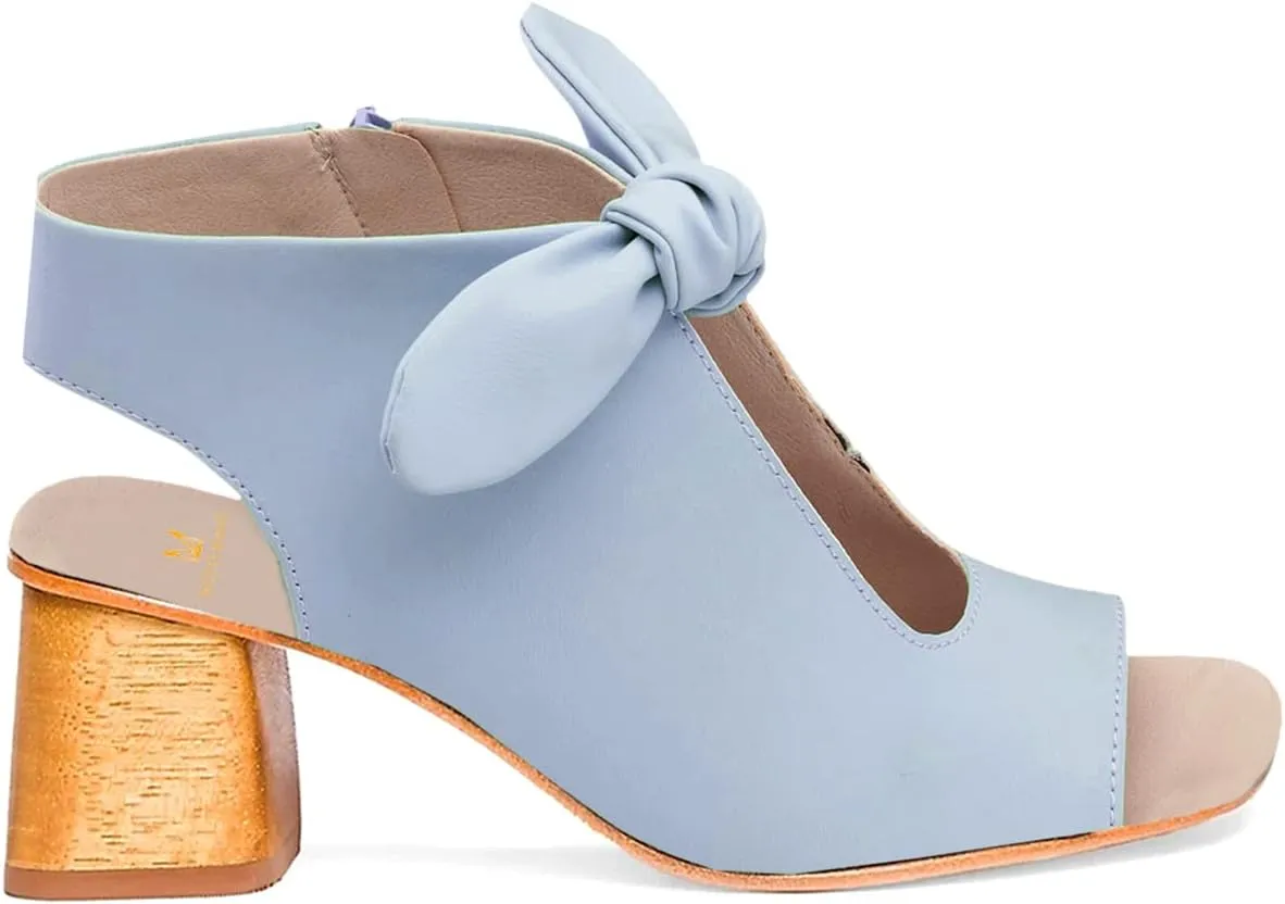 MOOMMO Women Heeled Sandals with Bow Open Toe Low Chunky Block Heel Sandal Booties Cutout 2" Heels Backless Slingback Dress Shoes Peep Toe Back Zipper Suede Sandal Dressy Summer Beach Casual 4-13 M US