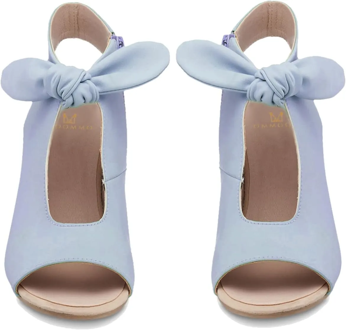 MOOMMO Women Heeled Sandals with Bow Open Toe Low Chunky Block Heel Sandal Booties Cutout 2" Heels Backless Slingback Dress Shoes Peep Toe Back Zipper Suede Sandal Dressy Summer Beach Casual 4-13 M US