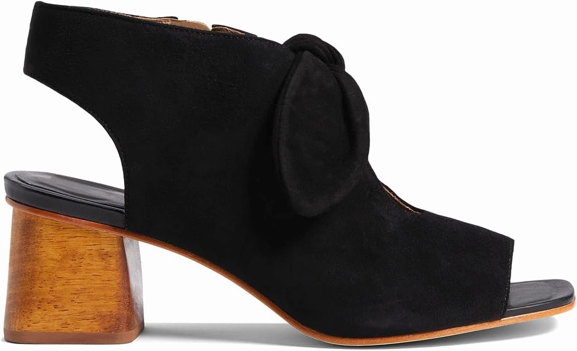 MOOMMO Women Heeled Sandals with Bow Open Toe Low Chunky Block Heel Sandal Booties Cutout 2" Heels Backless Slingback Dress Shoes