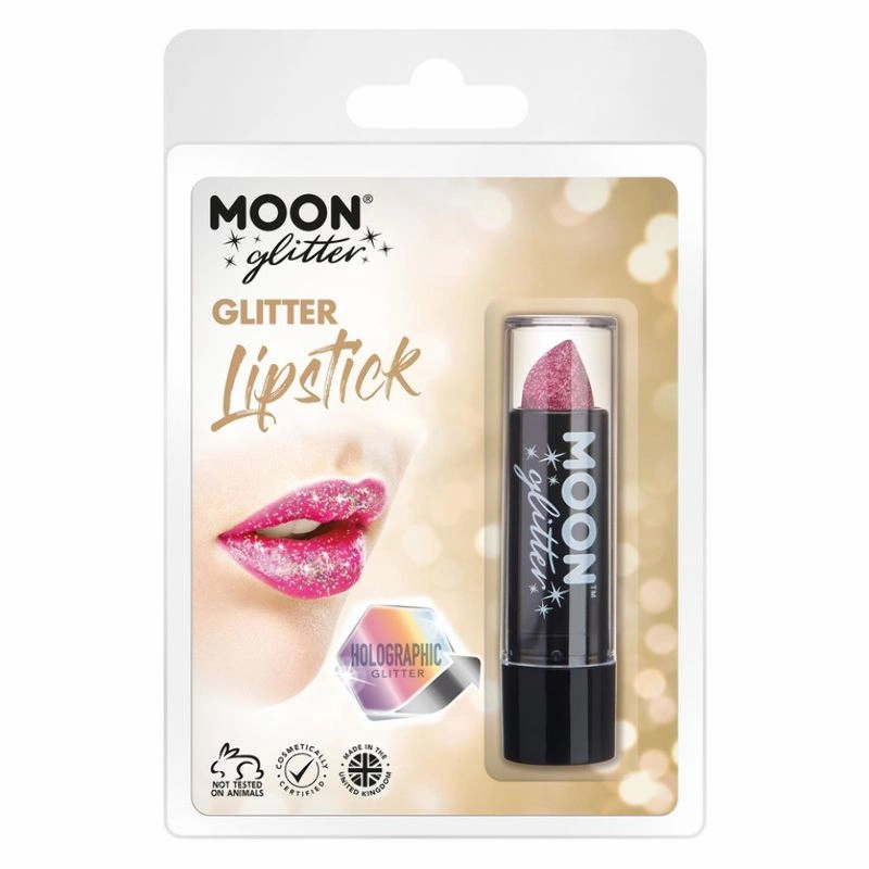 Moon Glitter Holographic Glitter Lipstick Pink G07664 Costume Make Up