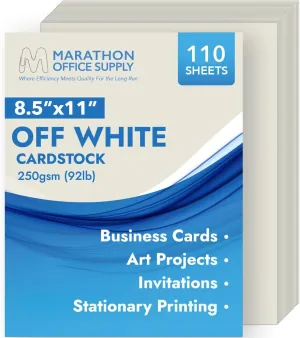 MOS Off White Cardstock Paper - 8.5" x 11" Heavy Card Stock (110 Sheets) - For Crafting, Resume Paper, Business Cards, Invitations, Menus & Certificates - Smooth Finish, Printer-Friendly