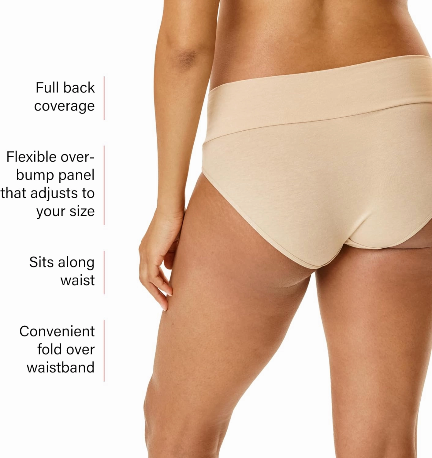 Motherhood Maternity – 3 Pack Maternity Panties – Foldover and Bikini Style Underwear for Pregnancy – Sizes Small to 3X