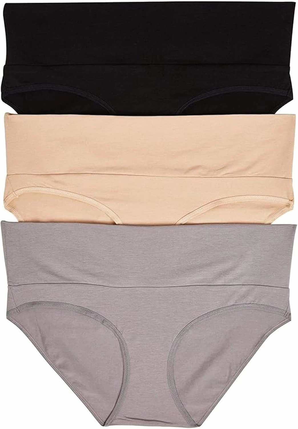 Motherhood Maternity – 3 Pack Maternity Panties – Foldover and Bikini Style Underwear for Pregnancy – Sizes Small to 3X
