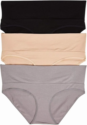 Motherhood Maternity – 3 Pack Maternity Panties – Foldover and Bikini Style Underwear for Pregnancy – Sizes Small to 3X