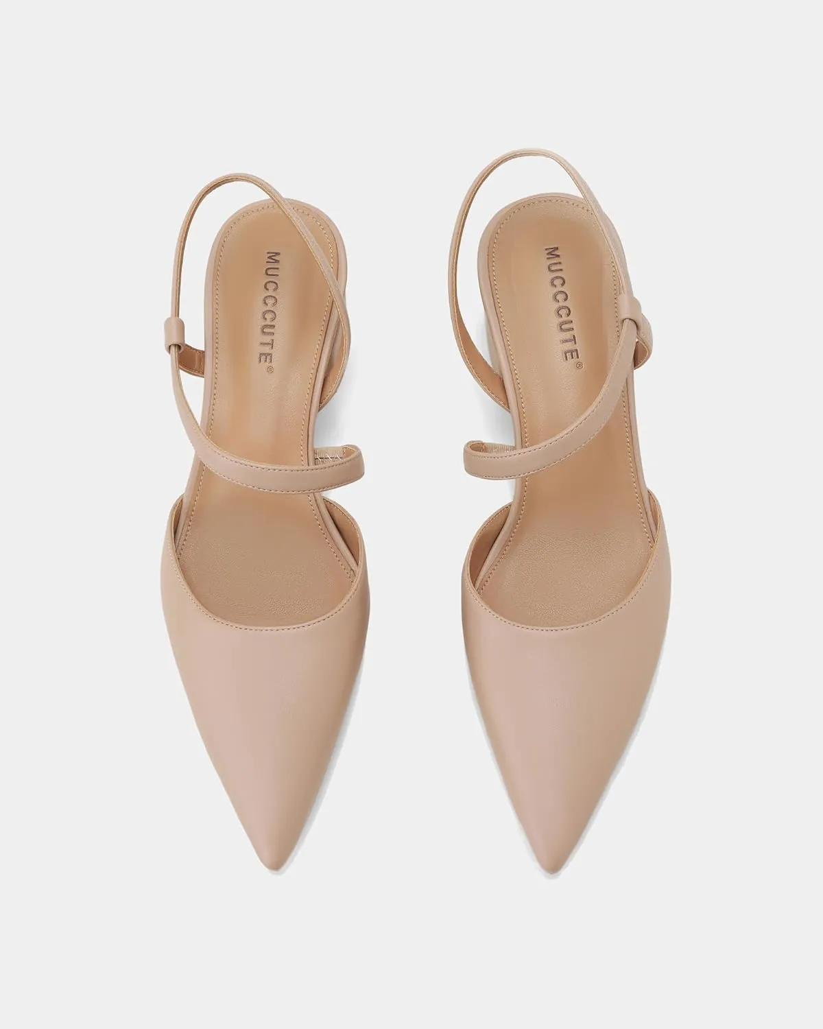 MUCCCUTE Heels for Women Closed Toe Pumps - Black White Nude Elegant Slingback Pointed Toe Chunky Heels Block Low Heel Dress Dressy Shoes for Party Wedding Business Office