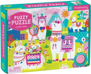 Mudpuppy Llama Land Fuzzy Puzzle, 42 Chunky Pieces, 15”x11” – for Ages 3  - Puzzle Features Bright, Colorful and Whimsical Llamas with Soft Embellishments Throughout – Fun Sensory Puzzle