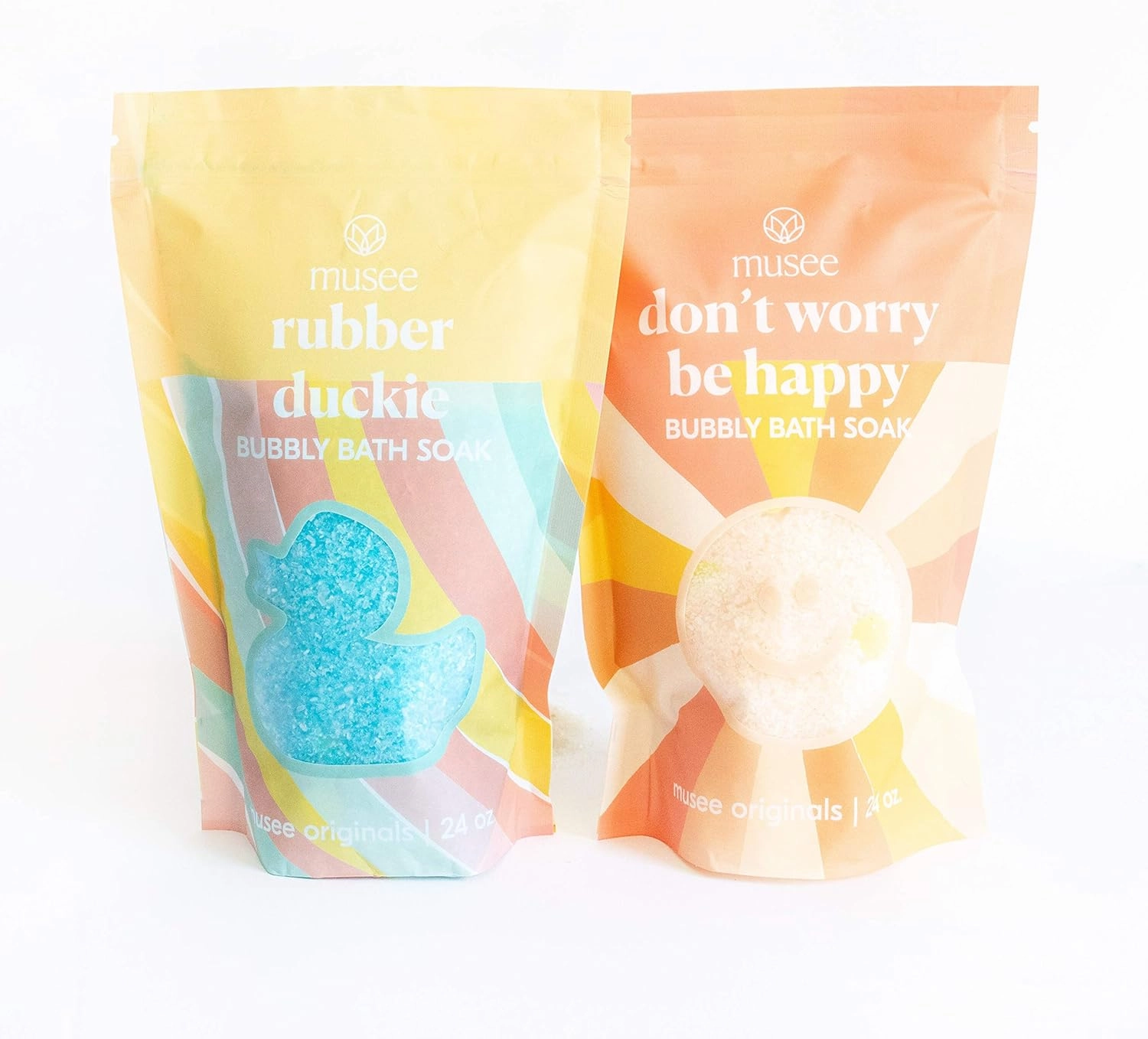 Musee Luxury Bath Soak | Rubber Duckie & Don’t Worry Be Happy | Scented Minerals & Essential Oils | Bath Bomb Alternative | Paraben-Free & Made in USA | Bathtub Essentials for Men & Women, 2-Pack