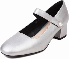 Naiyee Mary Jane Shoes Women Chunky Heel Ankle Strap Dress Shoes for Women Low Heels Close Rounded Toe Pumps