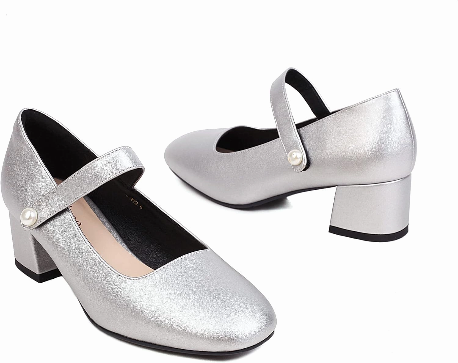 Naiyee Mary Jane Shoes Women Chunky Heel Ankle Strap Dress Shoes for Women Low Heels Close Rounded Toe Pumps