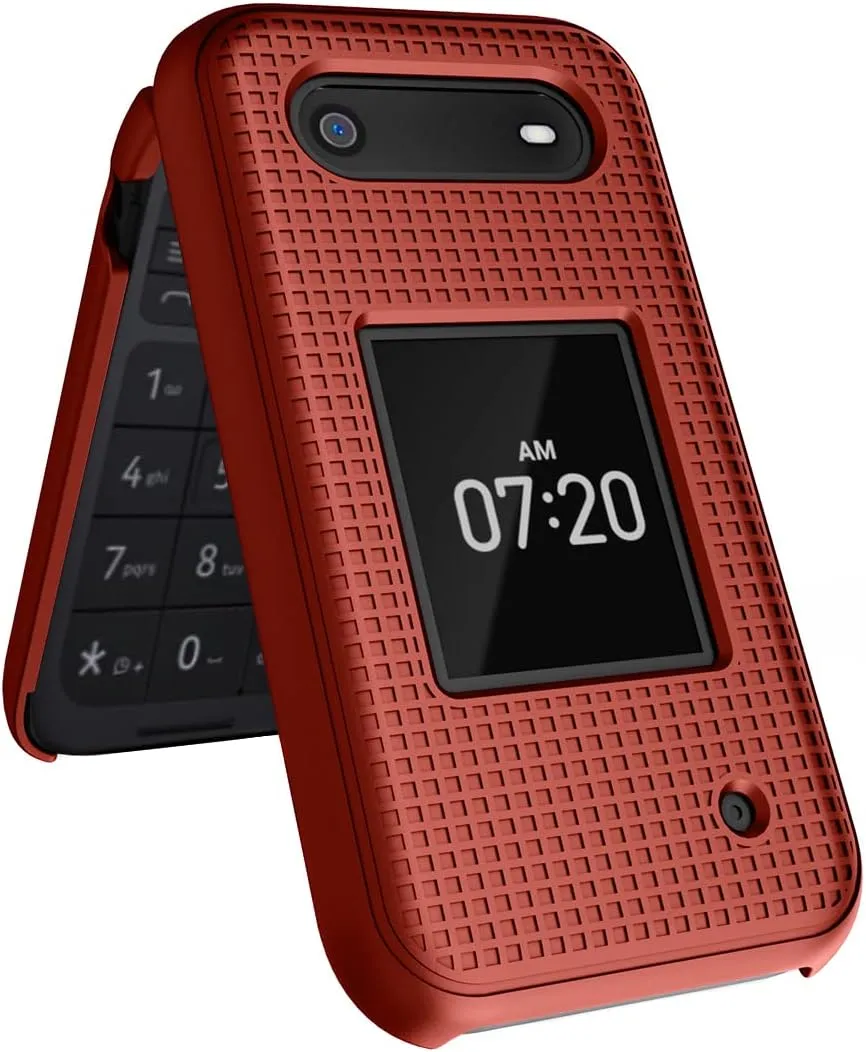 Nakedcellphone Case for Nokia 2760 2780 Flip Phone, Slim Hard Shell Protector Cover with Grid Texture for Tracfone N139DL, TA-1398, TA-1451, TA-1420 - Red