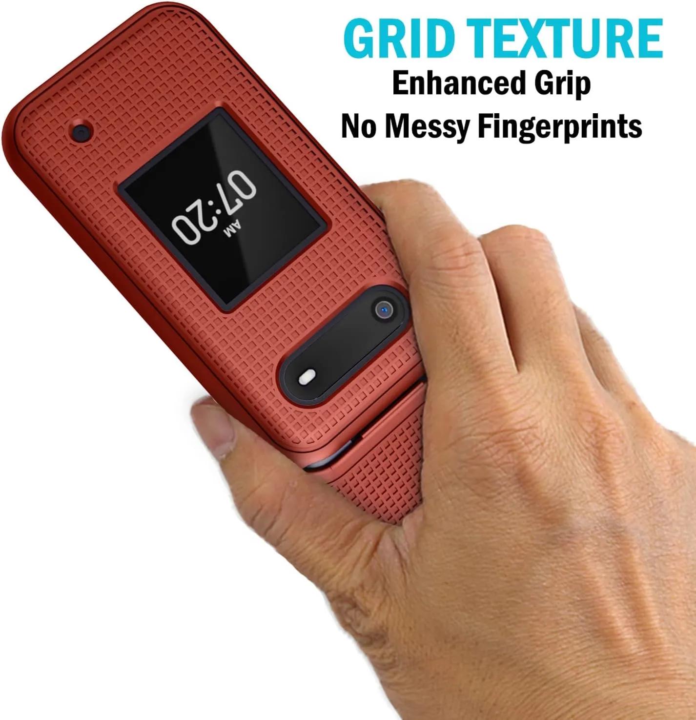 Nakedcellphone Case for Nokia 2760 2780 Flip Phone, Slim Hard Shell Protector Cover with Grid Texture for Tracfone N139DL, TA-1398, TA-1451, TA-1420 - Red