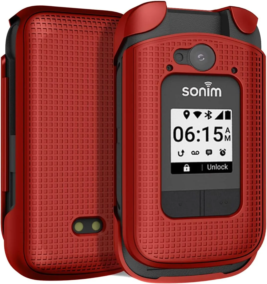 Nakedcellphone Case for Sonim XP3 Plus 4G Flip Phone, Slim Hard Shell Protector Cover for XP3plus (Model XP3900, Year 2021) - Bold Red