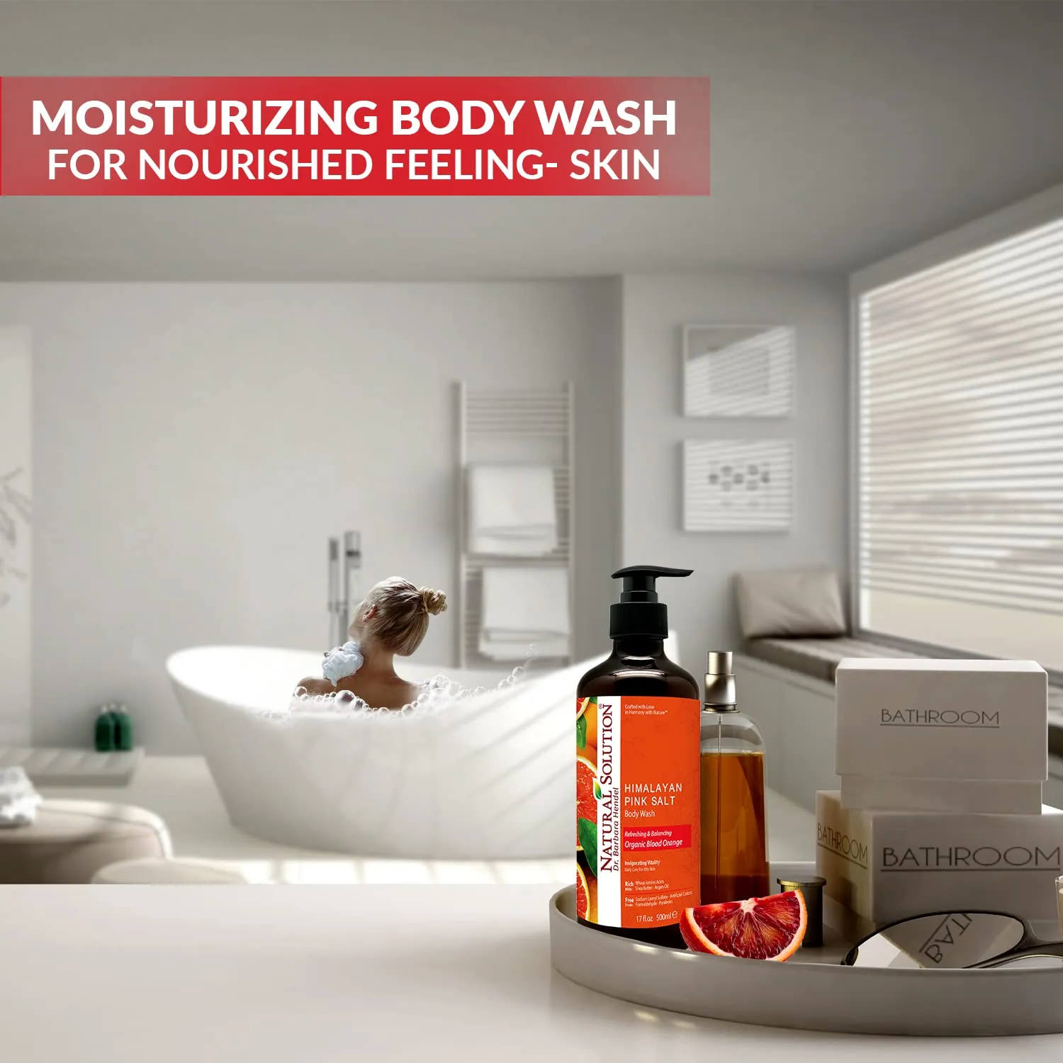 Natural Solution Body Wash, Formulated with Organic Blood Orange Extracts with Himalayan Pink Salt, Revitalizes & Refreshing Your Skin, 17 fl oz/Each – Pack of 3