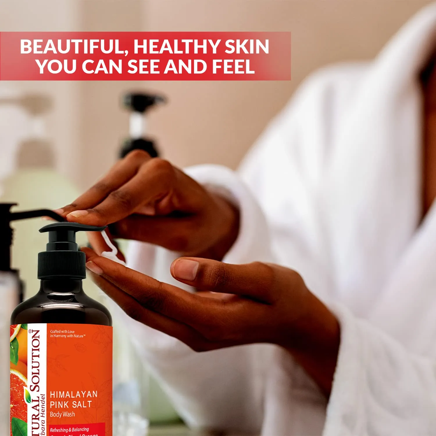 Natural Solution Body Wash, Formulated with Organic Blood Orange Extracts with Himalayan Pink Salt, Revitalizes & Refreshing Your Skin, 17 fl oz/Each – Pack of 3