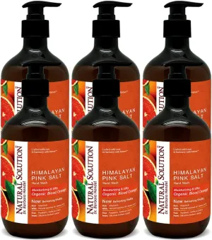Natural Solution Hand Wash - Moisturizing Blood Orange & Himalayan Pink Salt Liquid Soap - 14 oz (Pack of 6) | Hydrating & Gentle Formula | Ideal for Daily Use packaging may vary