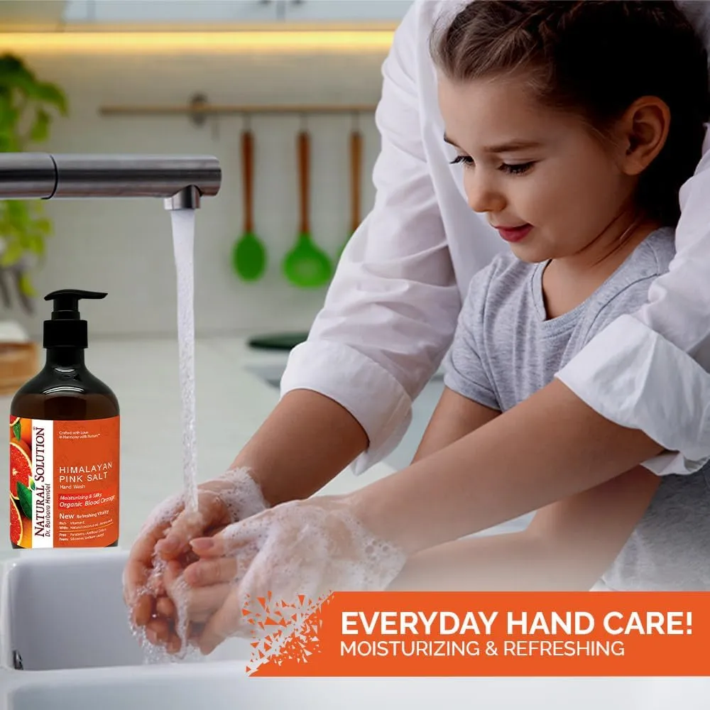 Natural Solution Hand Wash - Moisturizing Blood Orange & Himalayan Pink Salt Liquid Soap - 14 oz (Pack of 6) | Hydrating & Gentle Formula | Ideal for Daily Use packaging may vary
