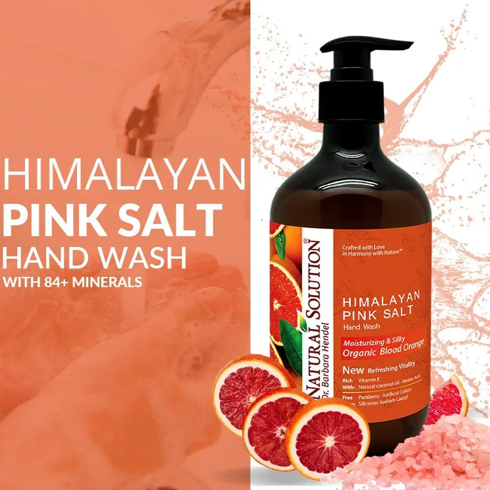 Natural Solution Hand Wash - Moisturizing Blood Orange & Himalayan Pink Salt Liquid Soap - 14 oz (Pack of 6) | Hydrating & Gentle Formula | Ideal for Daily Use packaging may vary