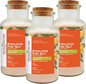 Natural Solution Himalayan Pink Bath Salt, Relief Joint & Muscle Pain, Rich in Marula Oil, Body Soak, 21.2oz/Each, Pack of 3