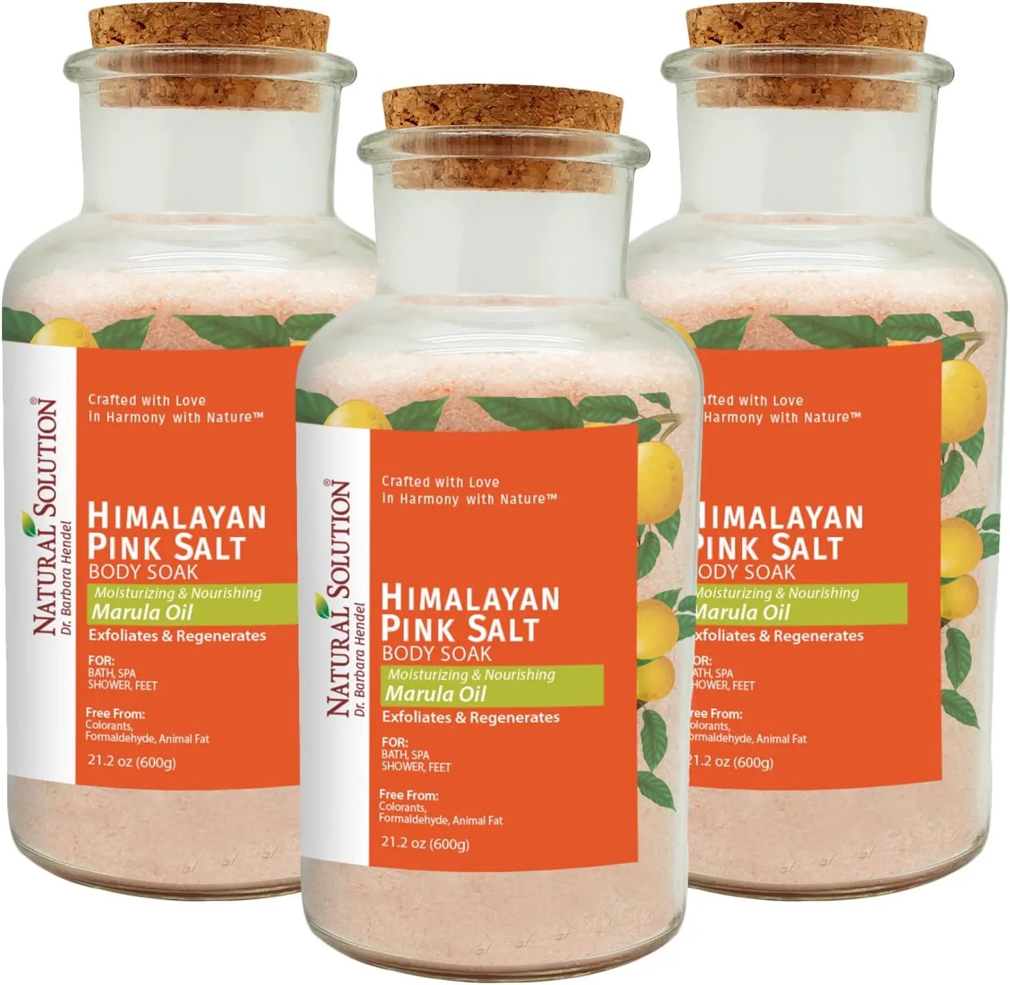 Natural Solution Himalayan Pink Bath Salt, Relief Joint & Muscle Pain, Rich in Marula Oil, Body Soak, 21.2oz/Each, Pack of 3