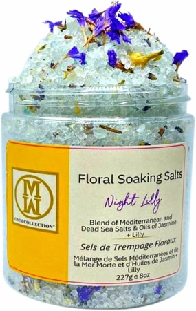 Natural Floral Soaking Bath Salt - Detox Body & Foot Soak - Pink Himalayan & Dead Sea Salt Flakes - Relaxing Bath Soak (Night Lily)