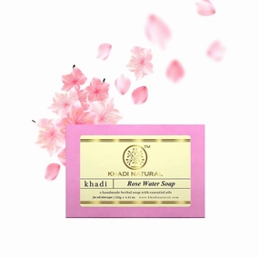 Natural Organic Herbal Rose water Handmade Bathing Soap With Essential Oil Hyderated & Nourishes Suitable For all Skin 125 Gram, Pink