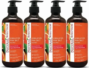 Natural Solution Body Wash, Revitalizes & Refreshing Your Skin, Formulated with Organic Blood Orange Extracts with Himalayan Pink Salt, 17 fl oz/Each – Pack of 4