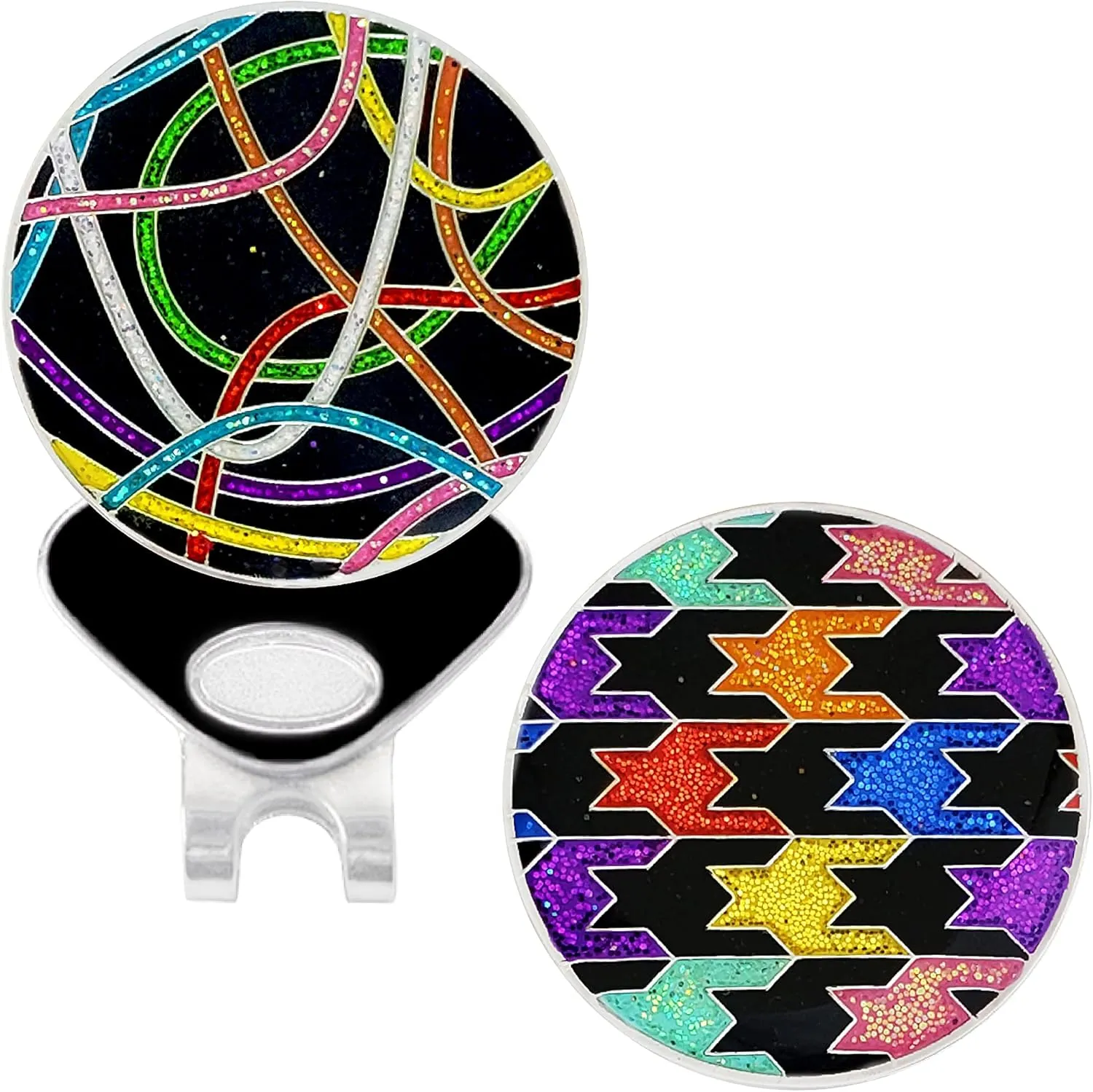 Navika USA Inc. Loudmouth Scribblez and Black Razzle Dazzle Glitzy Ball Marker Combo with ONE Magnetic Hat Clip