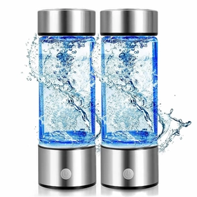 New Upgrated Rich Hydrogen Water Bottle 420ML Portable Hydrogen Water Generator Bottle USB Powered Hydrogen Water Bottle Suitable for Family Travel (Red)(Silver 2Pack)