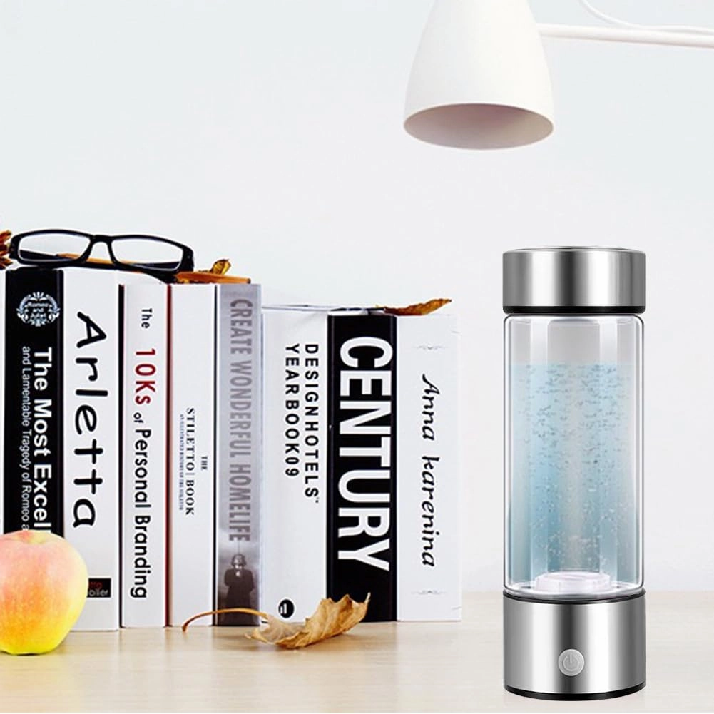 New Upgrated Rich Hydrogen Water Bottle 420ML Portable Hydrogen Water Generator Bottle USB Powered Hydrogen Water Bottle Suitable for Family Travel (Red)(Silver 2Pack)